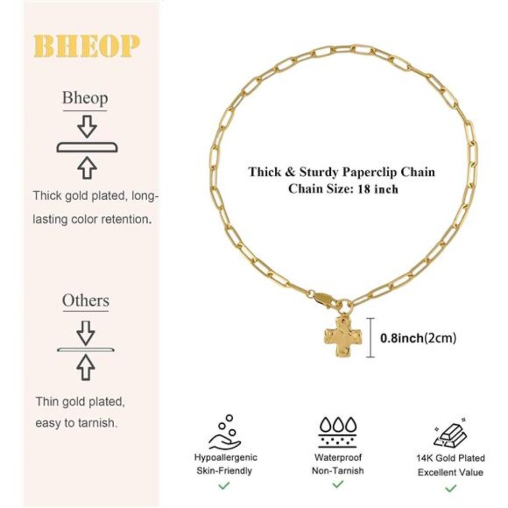 Chunky Cross Necklace for Women Trendy 14K Gold Silver Layered Statement Cross - Picture 5 of 7